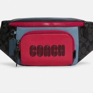 Coach C8129 Track Belt Bag In Colorblock Signature Canvas